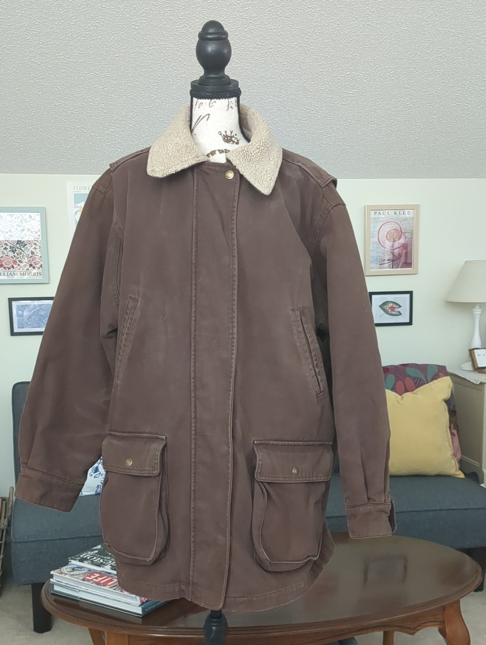 Vintage Cabela's Women's Brown Heavy Duty Field Coat with Sherpa Collar